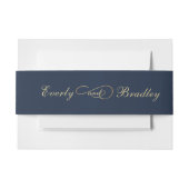 Bandeau De Faire-part Retour Élégant Minimal Navy Background Script Or (Devant Example)