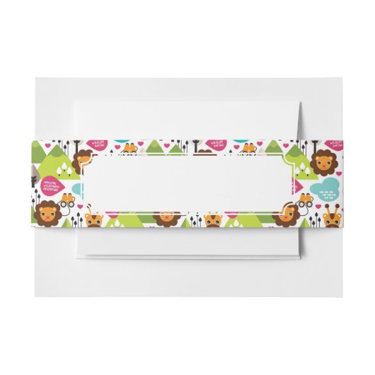 Bandeau De Faire-part rétro faune de lion de safari d'enfants (Devant Example)