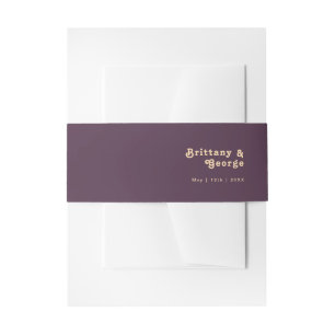 Bandeau De Faire-part Rétro moderne   Dark Purple Invitation Bande de ve