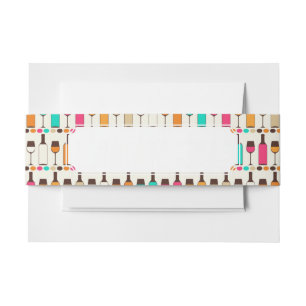 Bandeau De Faire-part Rétros bouteilles et verres de vin