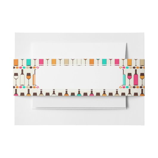 Bandeau De Faire-part Rétros bouteilles et verres de vin (Devant Example)