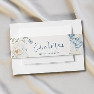 Bandeau De Faire-part Romantique Dusty Blue Welcome Floral Mariage