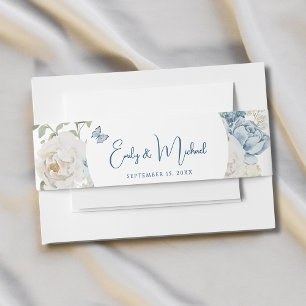 Bandeau De Faire-part Romantique Dusty Blue Welcome Floral Mariage