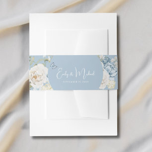 Bandeau De Faire-part Romantique Dusty Blue Welcome Floral Mariage