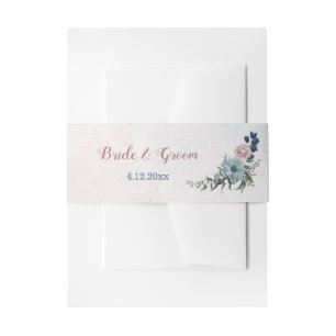 Bandeau De Faire-part Romantique rose bleu fleurs verdure mariage