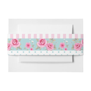 Bandeau De Faire-part Romantique Vintage rose & Mint Floral Rose Motif