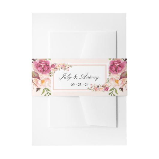 Bandeau De Faire-part Rose Aquarelle Mariage Moderne Tendance (Devant example)
