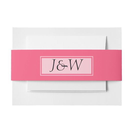 Bandeau De Faire-part Rose avec Monogrammes Mariage Belly Band (Devant Example)