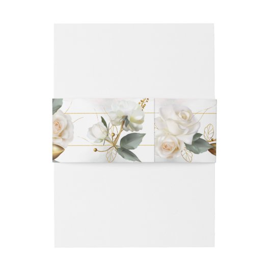 Bandeau De Faire-part Rose blanche Mariage floral romantique (Dos Example)