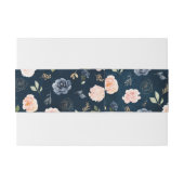 Bandeau De Faire-part Rose botanique rose fuchsia bleu marine (Dos exemple)