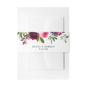 Bandeau De Faire-part Rose chaud et bleu marine Floral 3B