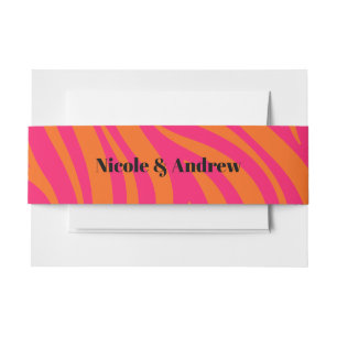 Bandeau De Faire-part Rose Chaude et Orange Gras Abstrait avec Noms