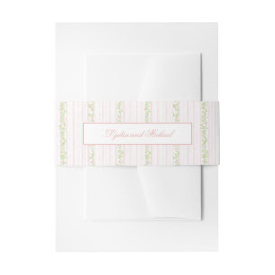 Bandeau De Faire-part Rose doux et vert sage rayé