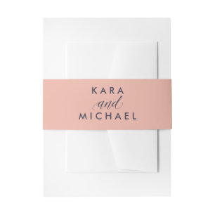 Bandeau De Faire-part Rose élégant avec Calligraphie Bleue Minuit