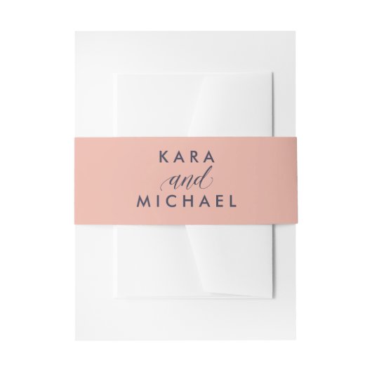 Bandeau De Faire-part Rose élégant avec Calligraphie Bleue Minuit (Devant example)