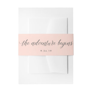 Bandeau De Faire-part Rose et gris L'aventure commence Mariage