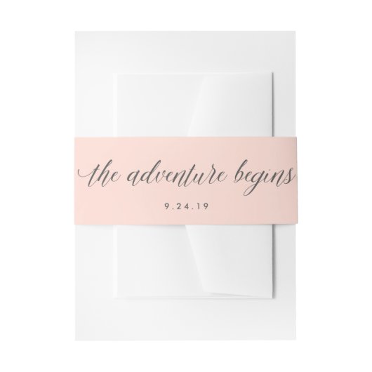Bandeau De Faire-part Rose et gris L'aventure commence Mariage (Devant example)