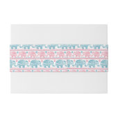 Bandeau De Faire-part Rose et motif ethnique turquoise d'éléphant (Dos exemple)