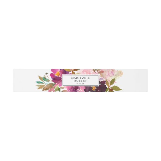 Bandeau De Faire-part Rose - Fleur chaude, brune et violette 3 (Plat)