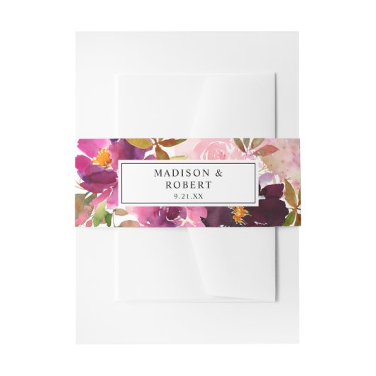 Bandeau De Faire-part Rose - Fleur chaude, brune et violette 3 (Devant example)