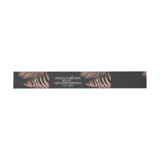 Bandeau De Faire-part Rose Gold Palm Tree Frances Noir moderne Mariage (Plat)