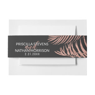 Bandeau De Faire-part Rose Gold Palm Tree Frances Noir moderne Mariage