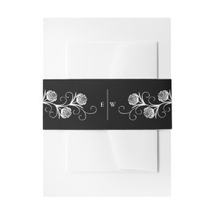 Bandeau De Faire-part Rose gothique moderne tournoie Mariage noir et bla