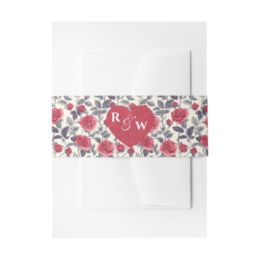Bandeau De Faire-part Rose Invitation Bande de ventre (Devant example)