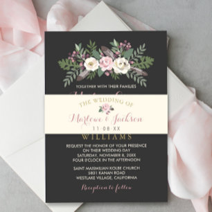 Bandeau De Faire-part Rose ivoire rose Mariage Boho Floral 