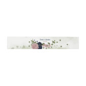 Bandeau De Faire-part rose marine fleurs verdure mariage (Plat)