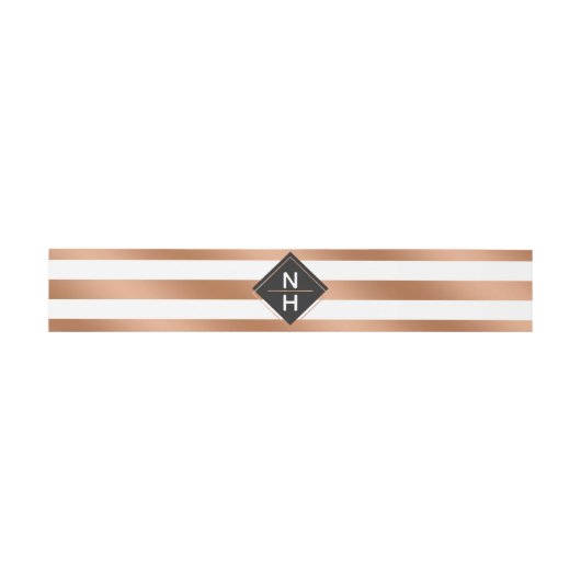 Bandeau De Faire-part Rose moderne Gold Foil raypes Mariage Monogramme (Plat)