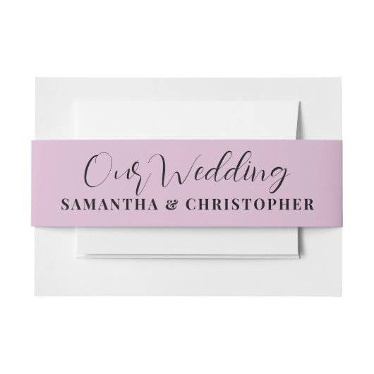 Bandeau De Faire-part Rose moderne Notre Mariage Calligraphie Invitation (Devant Example)