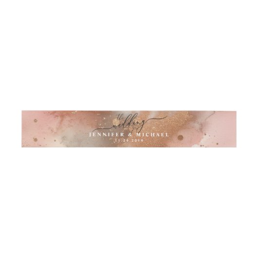 Bandeau De Faire-part Rose moderne or Mariage d'aquarelle (Plat)