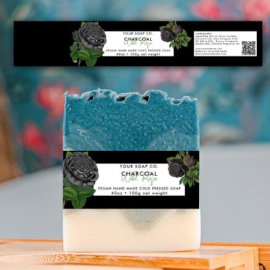 Bandeau De Faire-part Rose noir Étiquette de bande de savon de la barre