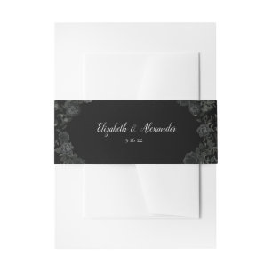 Bandeau De Faire-part Rose noir gothique élégant mariage Invitation Bell