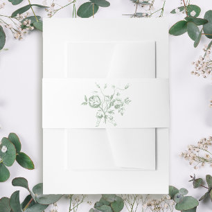Bandeau De Faire-part Rose Romantique Classique Vert Sauge
