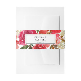 Bandeau De Faire-part Rose rouge et floral rose 2