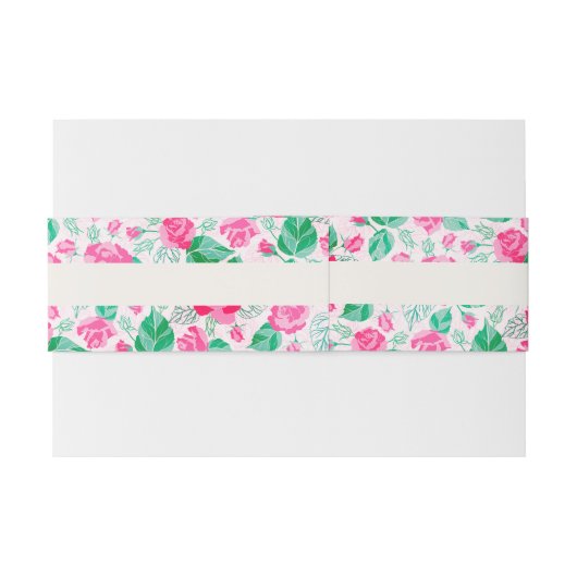 Bandeau De Faire-part Rose Vert Rose Pétales Fleurs Jardin Mariage (Dos exemple)