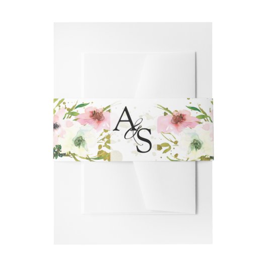 Bandeau De Faire-part Roses blanches et blanches éclaboussures d'or mari (Devant example)