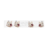 Bandeau De Faire-part Roses blanches Papillons Bourgogne Aquarelle (Plat)