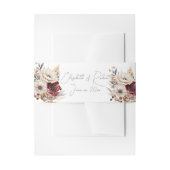 Bandeau De Faire-part Roses blanches Papillons Bourgogne Aquarelle (Devant example)