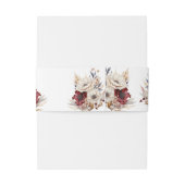 Bandeau De Faire-part Roses blanches Papillons Bourgogne Aquarelle (Dos Example)