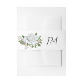 Bandeau De Faire-part Roses blanches Verdure Feuillage Monogramme Mariag (Devant example)