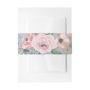 Bandeau De Faire-part Roses subtils d'aquarelle Floral bleu clair