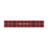 Bandeau De Faire-part rouge buffle plaid rustique mariage d'hiver (Plat)