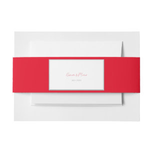 Bandeau De Faire-part Rouge Cerise Simple Élégant Chic Mariage