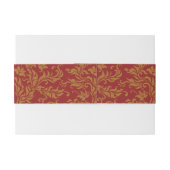 Bandeau De Faire-part Rouge et motif floral d'or (Dos exemple)