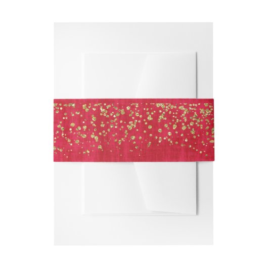 Bandeau De Faire-part Rouge et or Cosmo Glitz (Devant example)