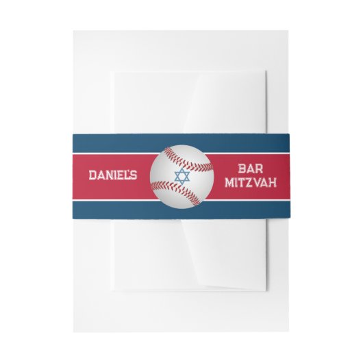 Bandeau De Faire-part Rouge, Marine, Blanc Baseball Bar Mitzvah (Devant example)