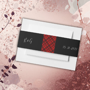 Bandeau De Faire-part rouge noir écossais celtique tartan mariage motif